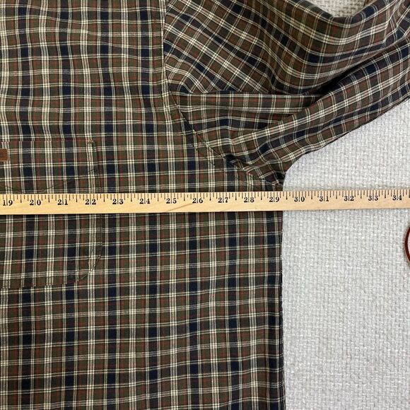 Vintage Carhartt Button Down Shirt Men's 2XL Tall Green Beige Plaid Workwear S94 - Picture 6 of 7